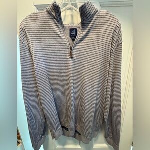 Johnnie-O Gray Striped Zip-Up Sweater